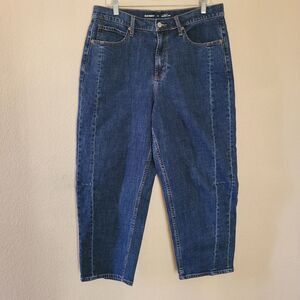 Old Navy Womens High Rise Barrel Baggy Crop Jeans Size 12 Blue Balloon Casual